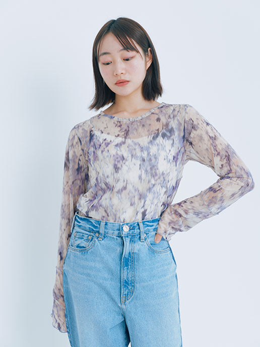 春咲くBlooming シアートップス + キャミソールセット（Blue）