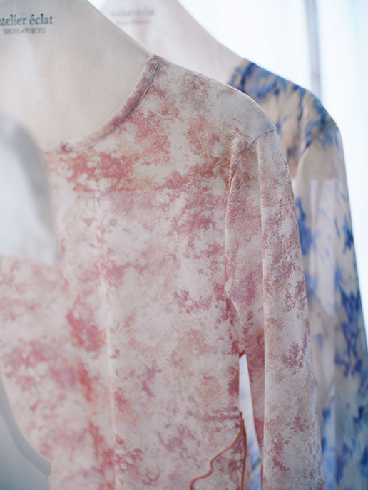 [2/14-15 TOKYO POPUP販売] 春咲くBlooming シアーブラウス+ 締め付けない綿混キャミソールセット（ピンク）