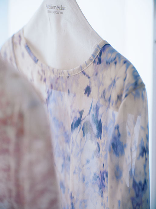 [2/14-15 TOKYO POPUP販売] 春咲くBlooming シアーブラウス + 締め付けない綿混キャミソールセット（ブルー）