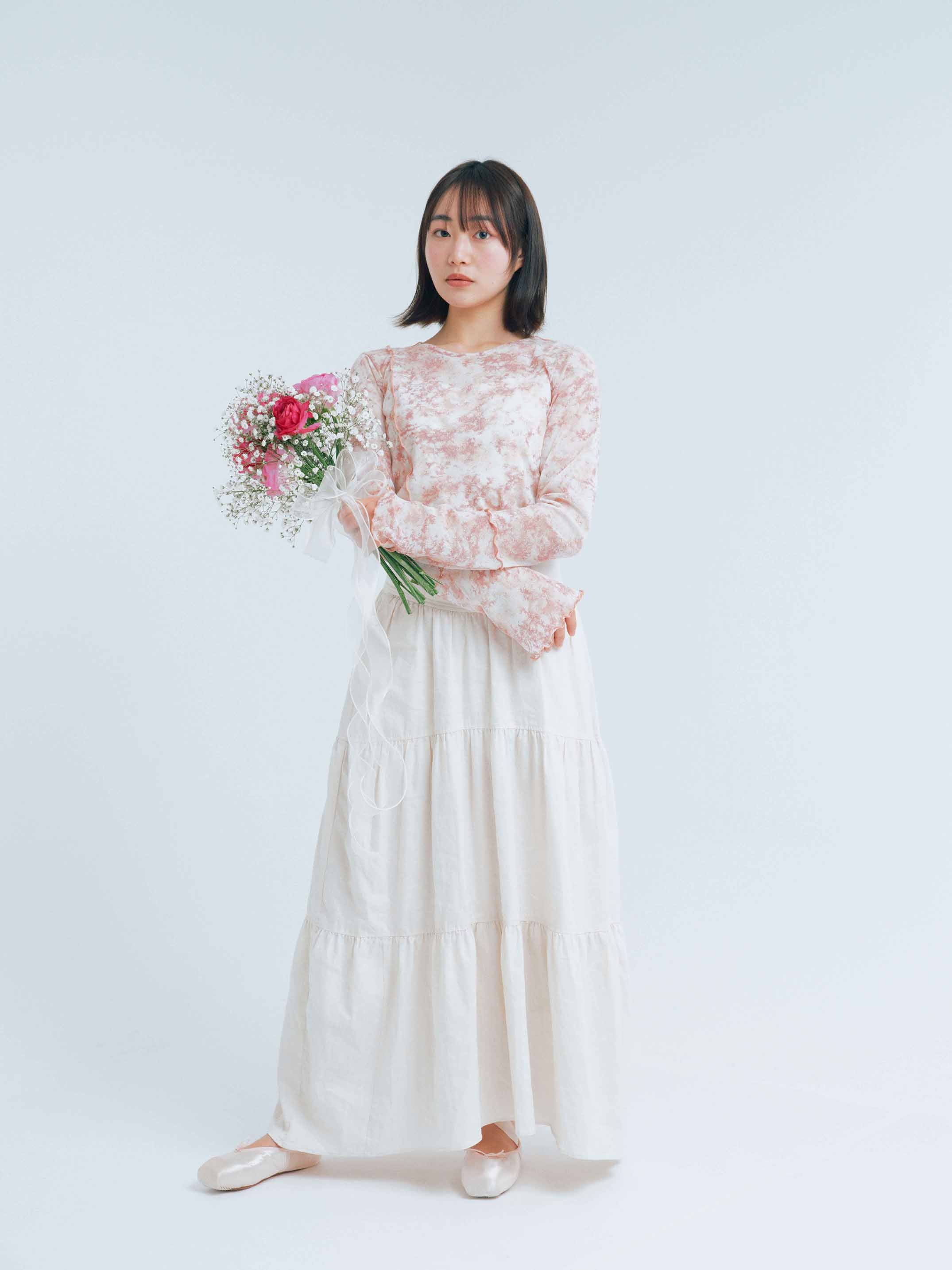 [2/14-15 TOKYO POPUP販売] 春咲くBlooming シアーブラウス+ 締め付けない綿混キャミソールセット（ピンク）