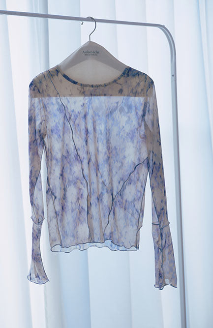 [2/14-15 TOKYO POPUP販売] 春咲くBlooming シアーブラウス + 締め付けない綿混キャミソールセット（ブルー）