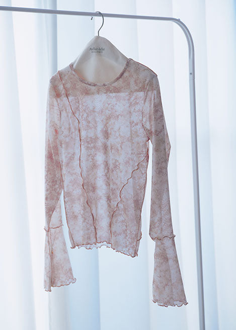 [2/14-15 TOKYO POPUP販売] 春咲くBlooming シアーブラウス+ 締め付けない綿混キャミソールセット（ピンク）