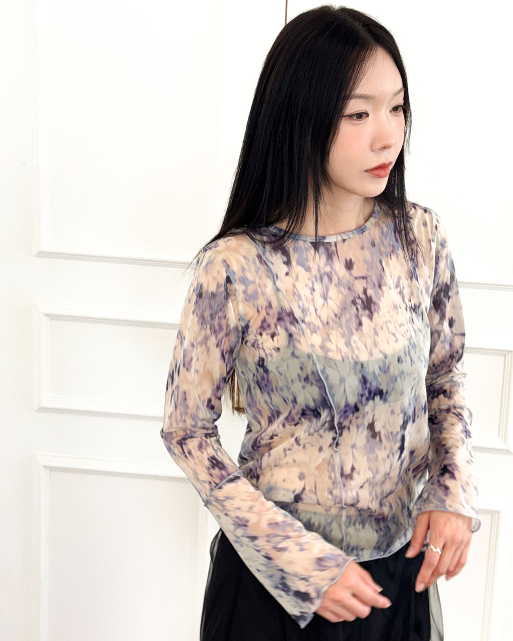 春咲くBlooming シアーブラウス（ブルー）