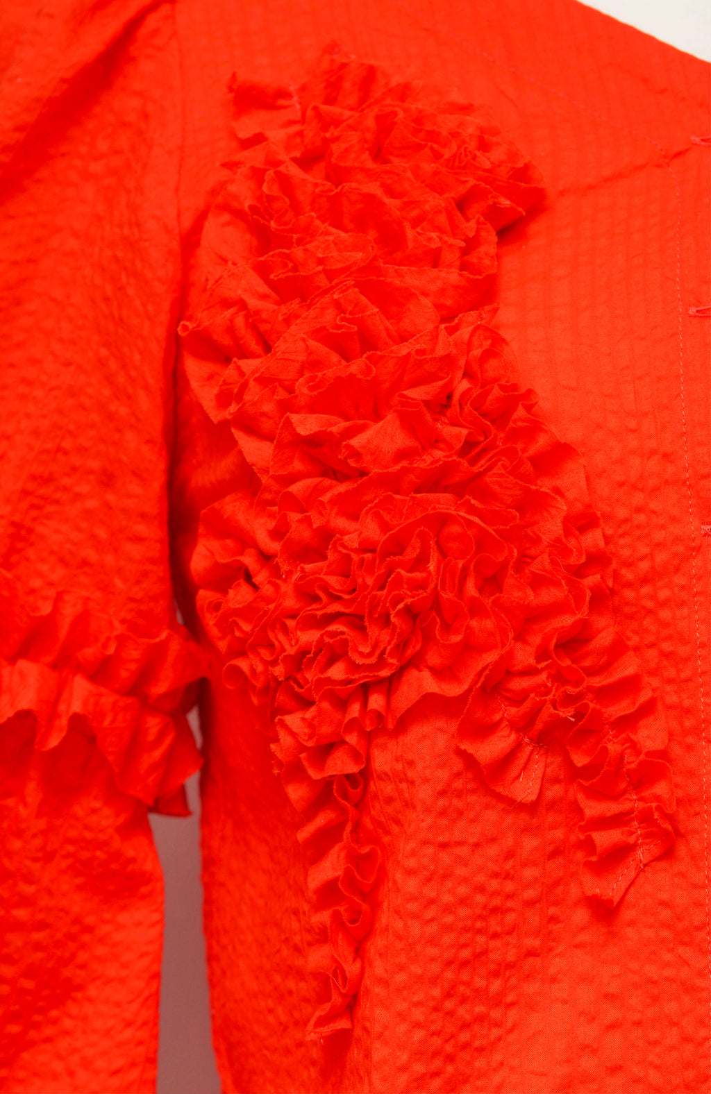 [Non-itchy clothing][Made to order][Washable] Frill motif blouse