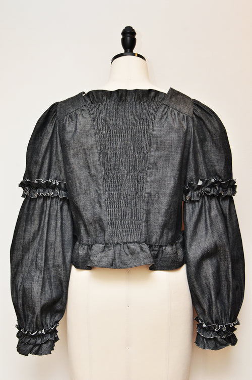 [Made to Order] [Colorfast] Frill Motif Denim-Like Blouson