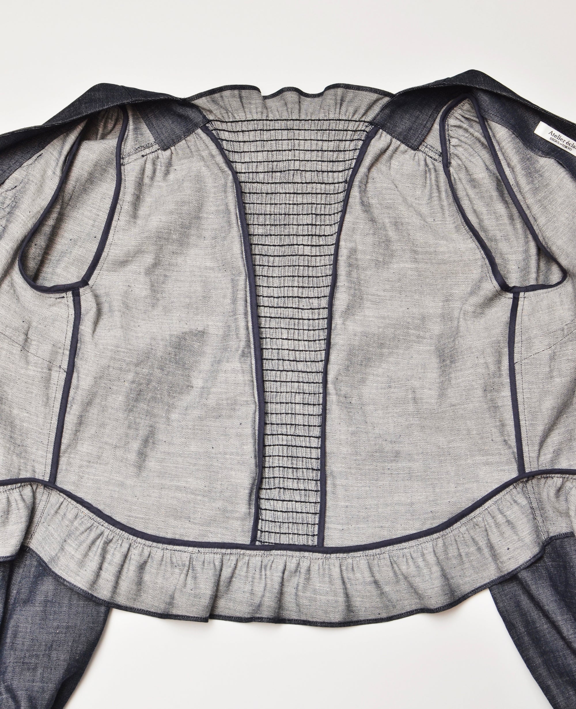 [受注生産] [色落ちしにくい]フリルモチーフデニムライクライトジャケット(NAVY)