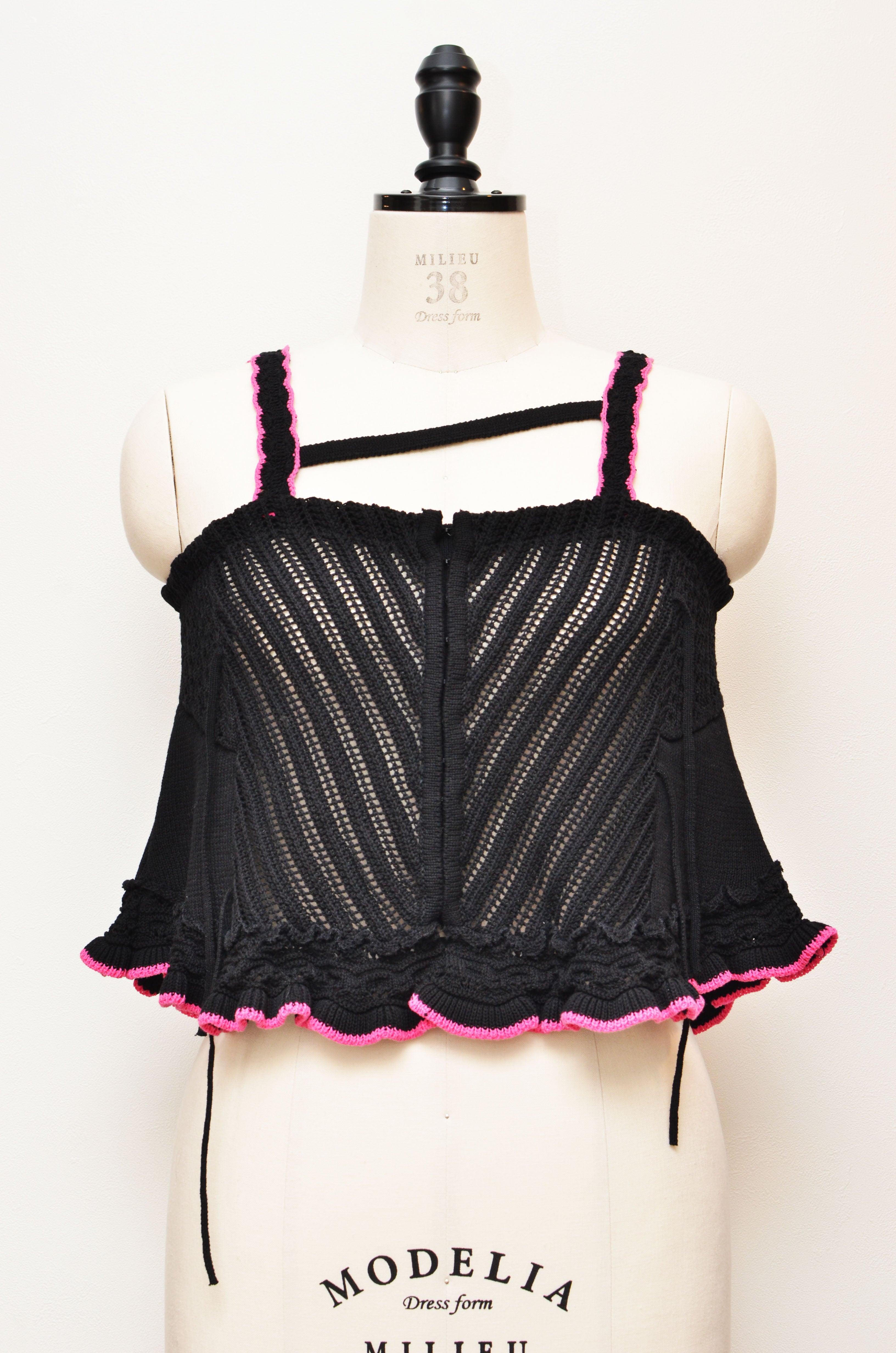 [-2/19まで受注] [2/14-15 TOKYO POPUP展示] ロマンチックニットビスチェ（ブラック）