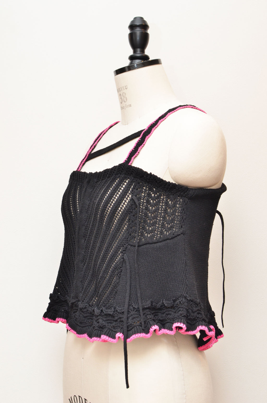 [-2/19まで受注] [2/14-15 TOKYO POPUP展示] ロマンチックニットビスチェ（ブラック）