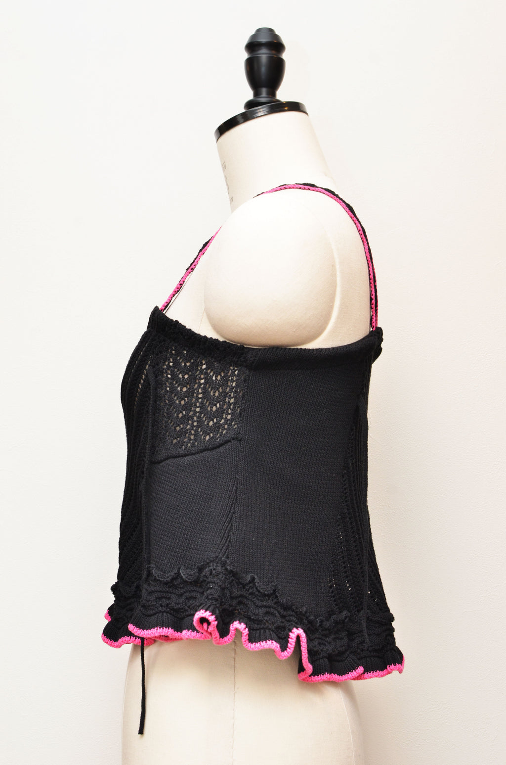 [-2/19まで受注] [2/14-15 TOKYO POPUP展示] ロマンチックニットビスチェ（ブラック）