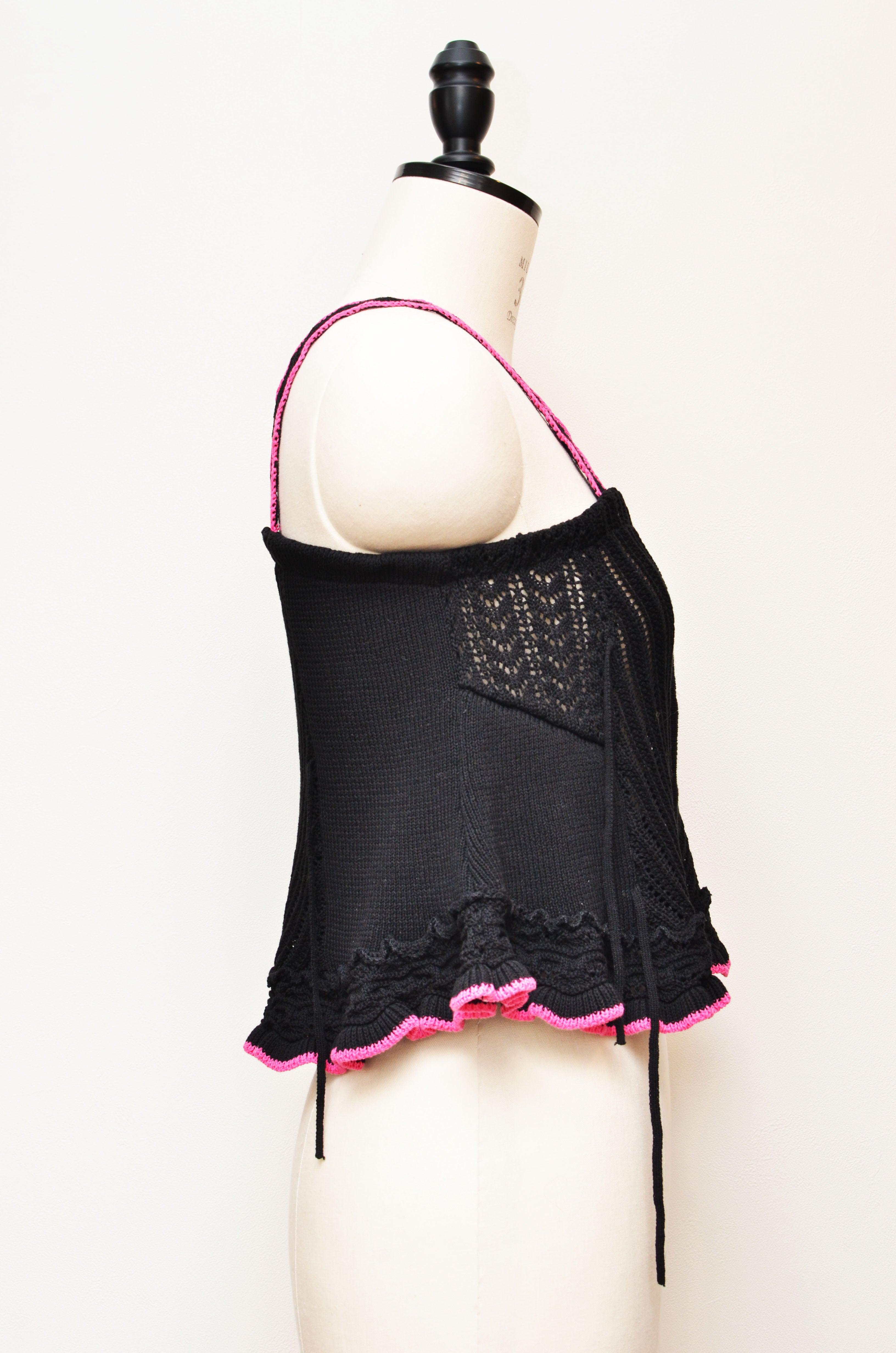 [-2/19まで受注] [2/14-15 TOKYO POPUP展示] ロマンチックニットビスチェ（ブラック）