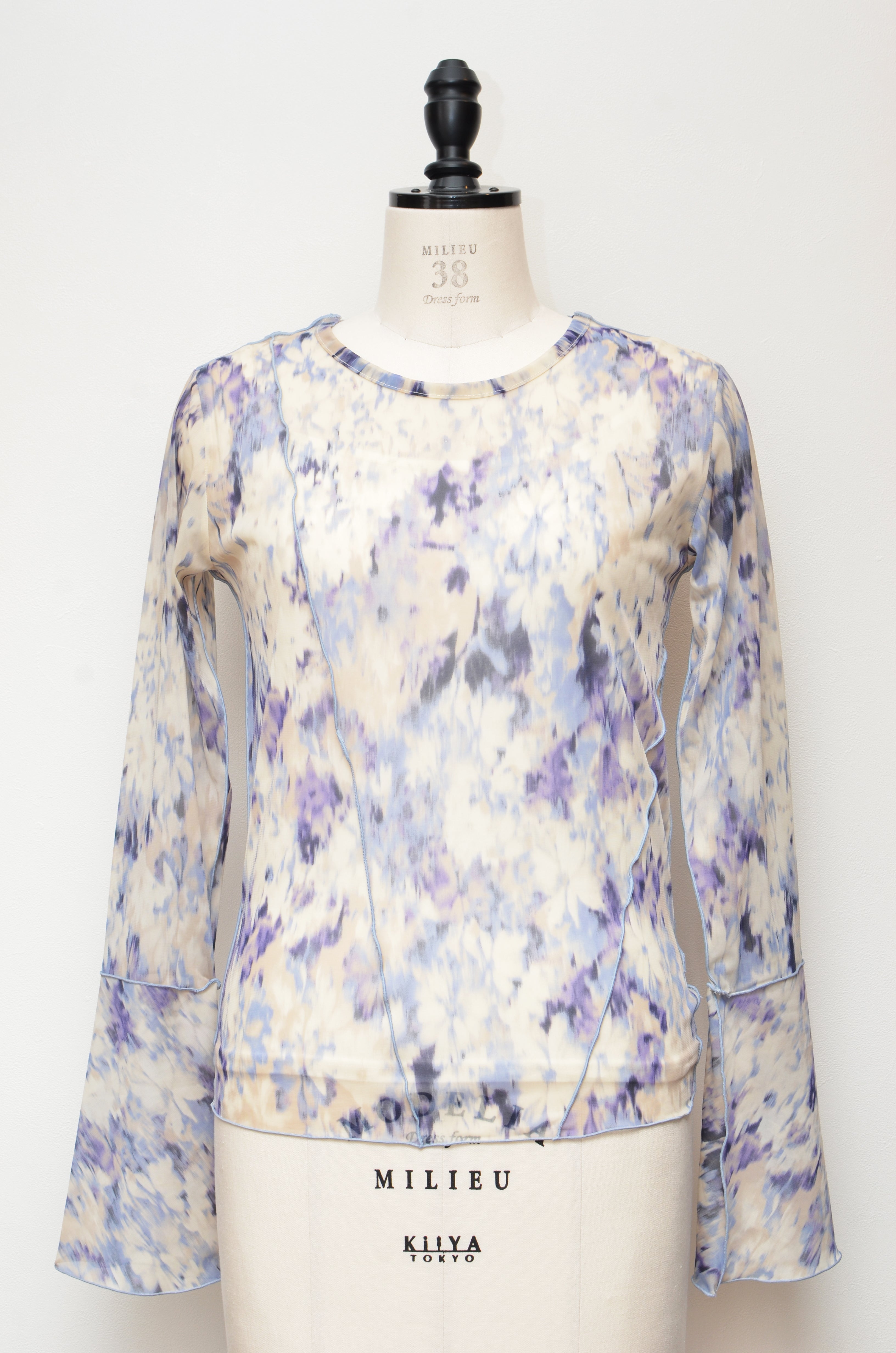 [2/14-15 TOKYO POPUP販売] 春咲くBlooming シアーブラウス + 締め付けない綿混キャミソールセット（ブルー）