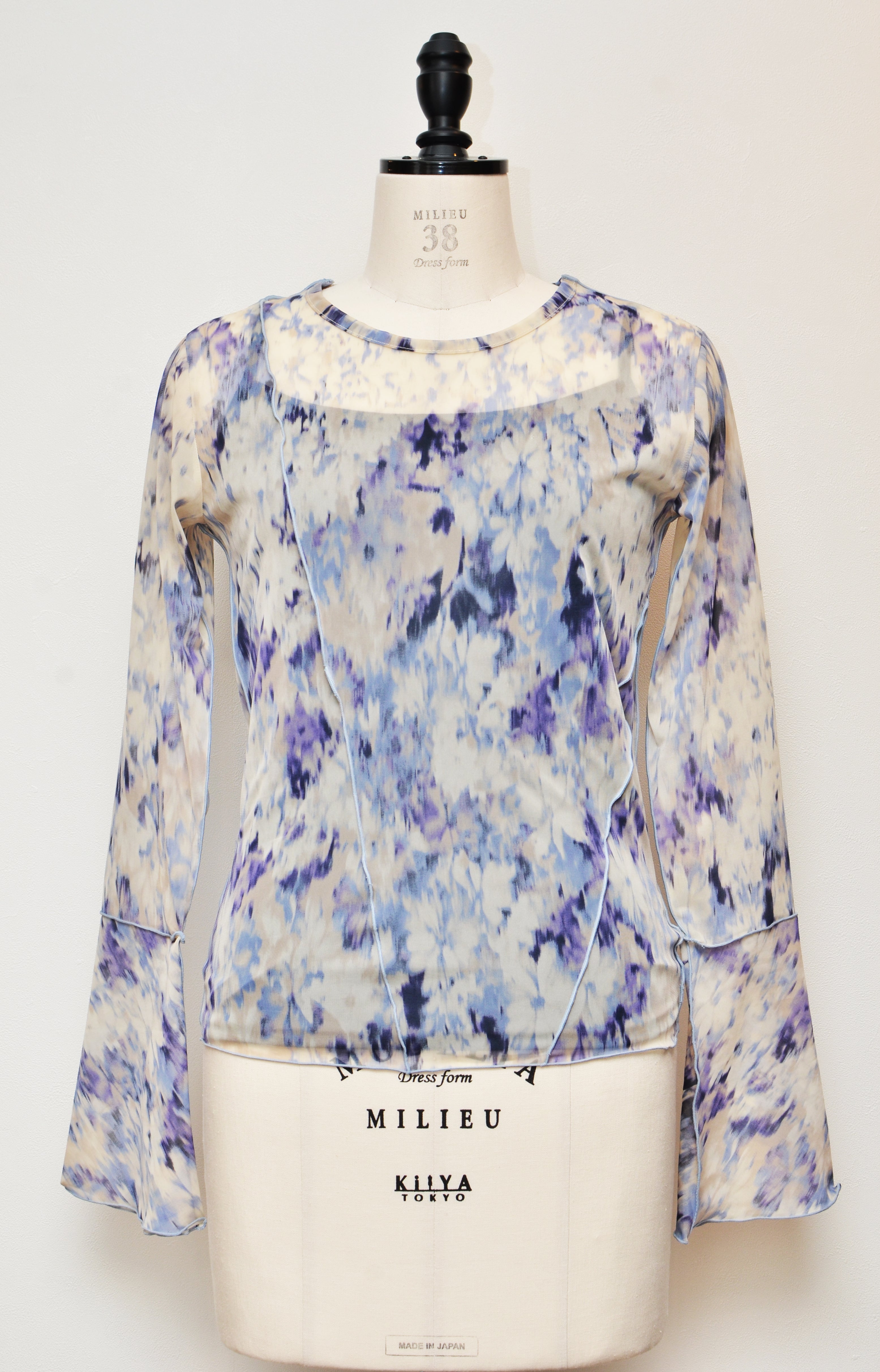 [2/14-15 TOKYO POPUP販売] 春咲くBlooming シアーブラウス + 締め付けない綿混キャミソールセット（ブルー）