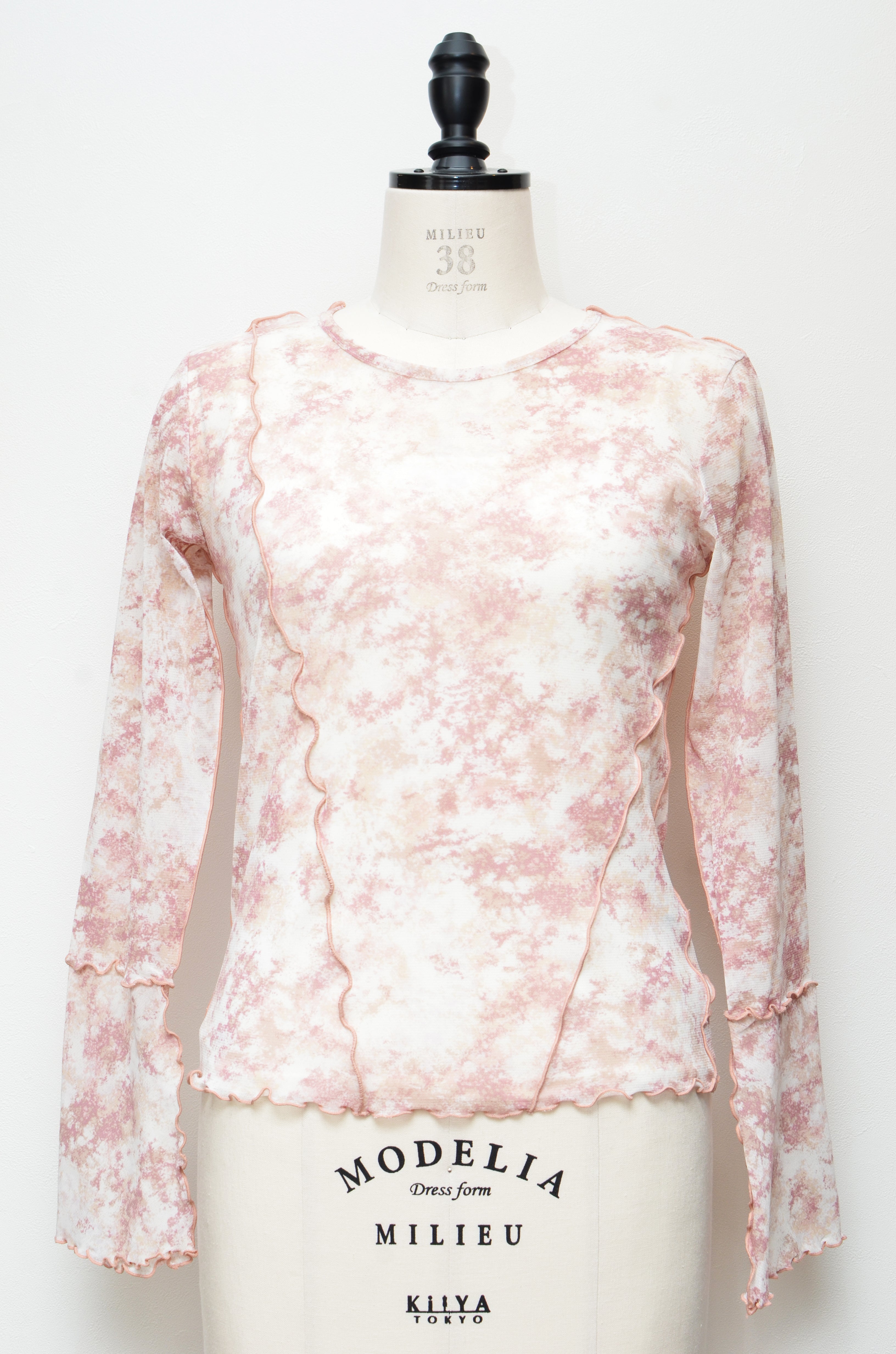 [2/14-15 TOKYO POPUP販売] 春咲くBlooming シアーブラウス+ 締め付けない綿混キャミソールセット（ピンク）