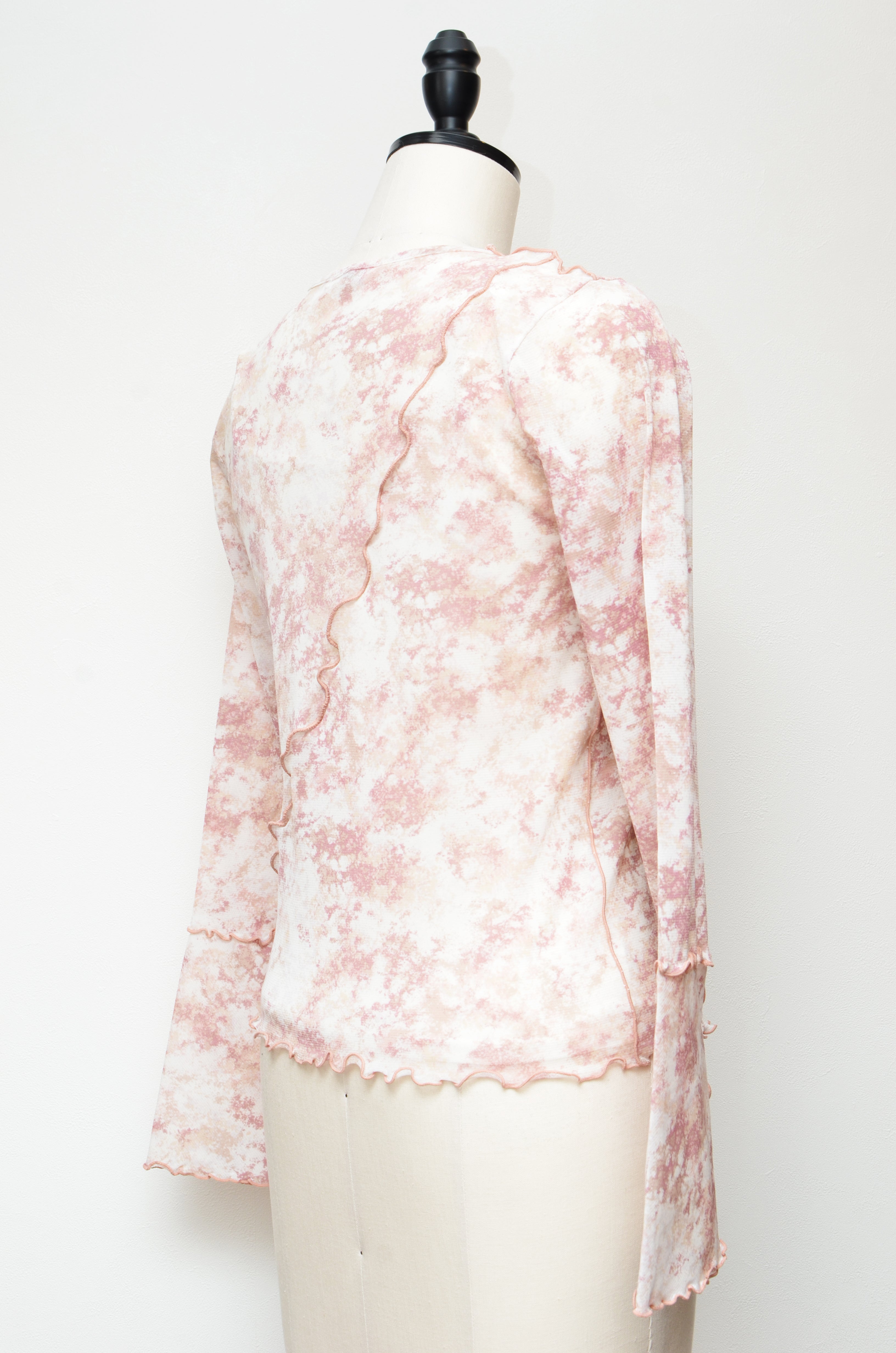 [2/14-15 TOKYO POPUP販売] 春咲くBlooming シアーブラウス+ 締め付けない綿混キャミソールセット（ピンク）