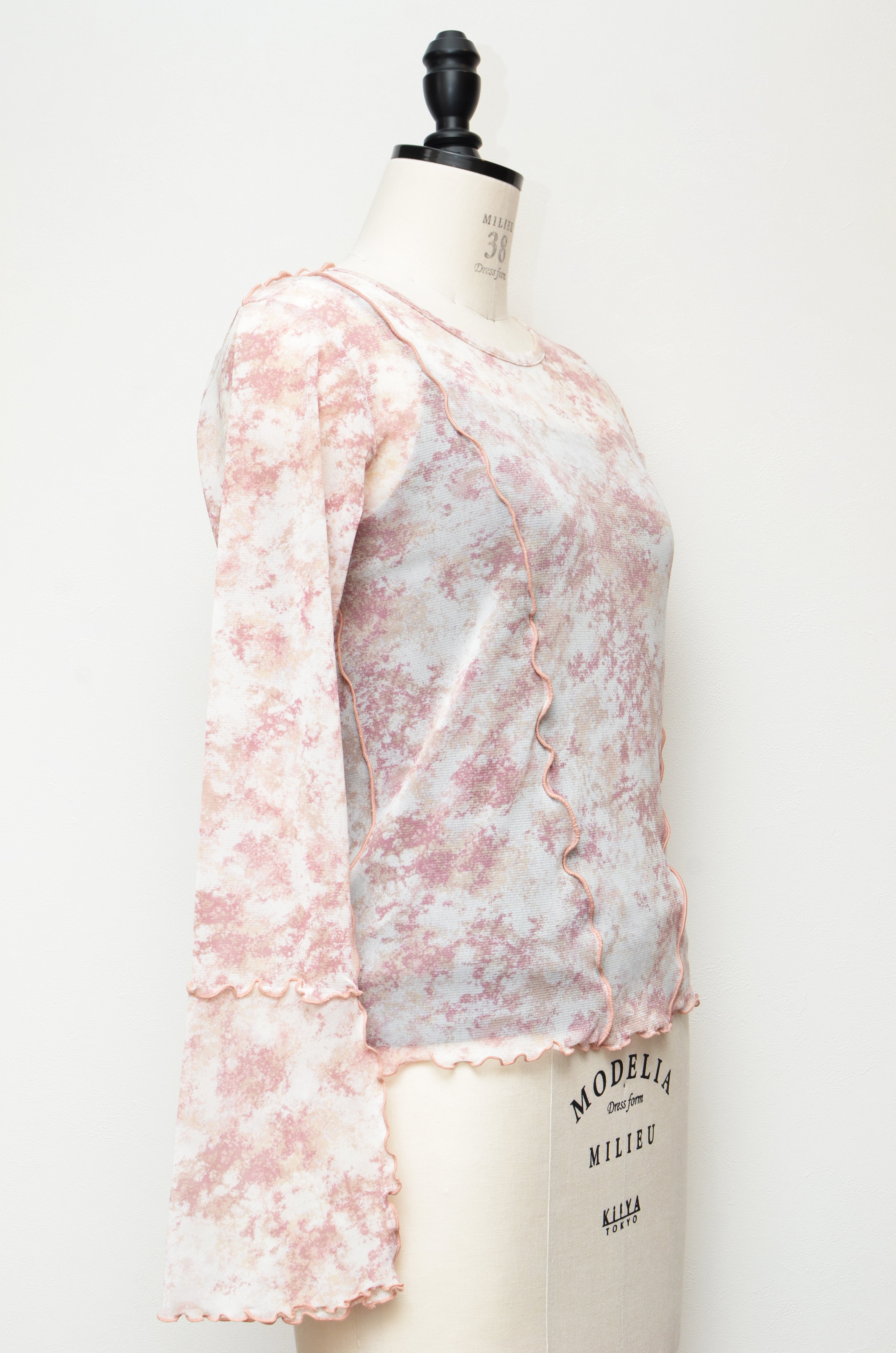 [2/14-15 TOKYO POPUP販売] 春咲くBlooming シアーブラウス+ 締め付けない綿混キャミソールセット（ピンク）