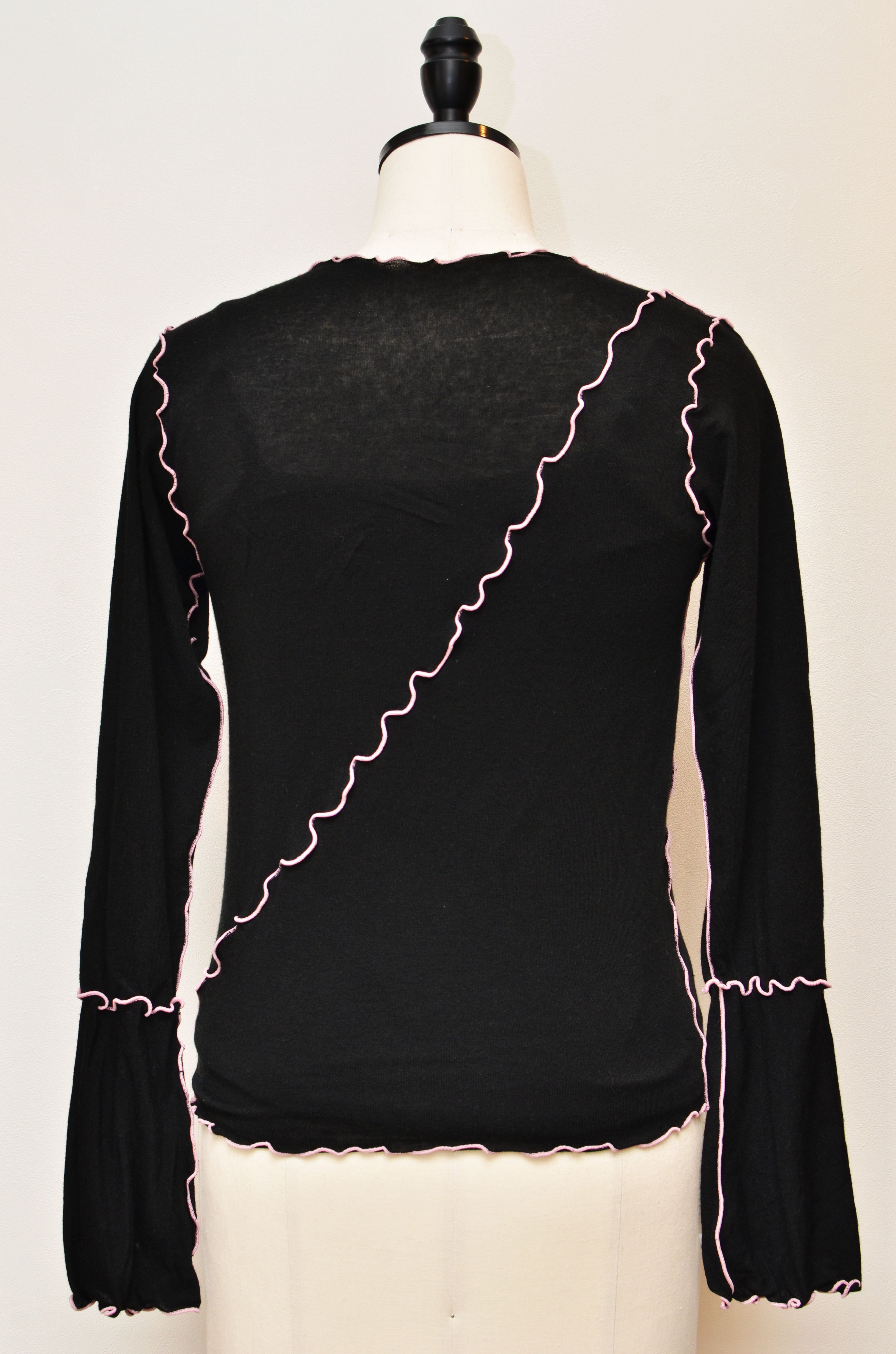 [2/14-15 TOKYO POPUP先行販売] [チクチクしない服]締め付けないシアートップス + 綿混キャミソールセット（ブラック）